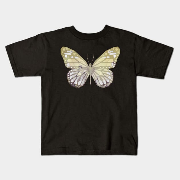 Butterfly Low Poly Double Exposure Art Kids T-Shirt by Jay Diloy